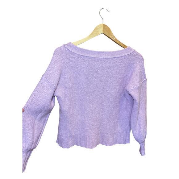 Anthropologie Pilcro Oversized Deep V-Neck Sweater Lilac Lavender Purple XXS - Picture 11 of 15